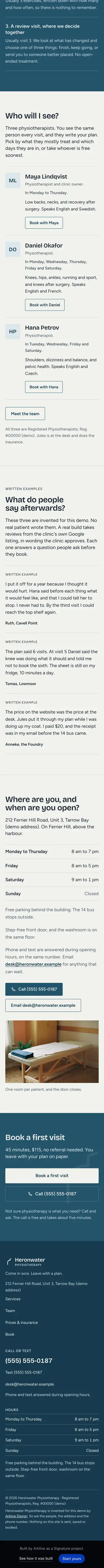 The Heronwater demo, home page, part 2 of 2